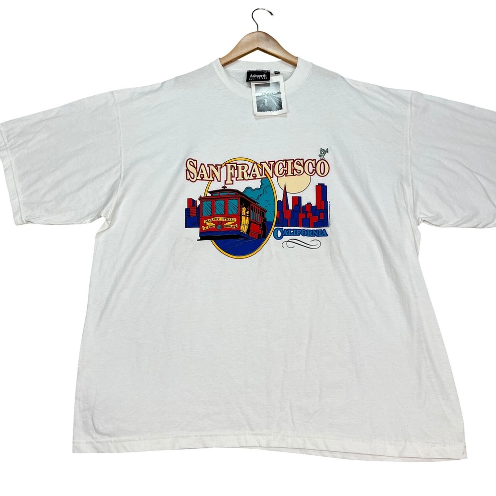 VTG‎ San Francisco Ashworth T-Shirt Men XL White California Harry Logan USA Made